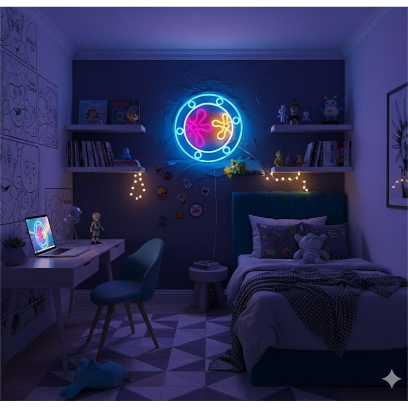 Ocean World Porthole Neon Lights, LED Under Sea Porthole Neon Signs For Wall Decor,USB Night Light For Game Room Bedroom Birthday Wedding Party Gifts(13.3 * 13.3In)