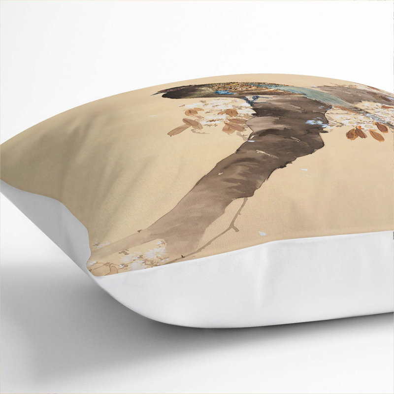 Pheasant on a Cherry Blossom Tree by Ohara Koson Cushion with Filling, 55cm H x 55cm W x 20cm D, White