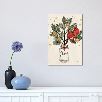 Christmas Lovebirds XIII 1 Piece Wrapped Canvas Wall Art