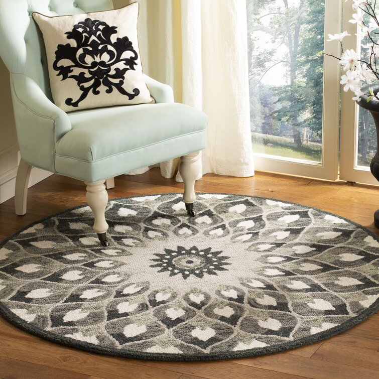 Swind Oriental Hand-Tufted Wool Charcoal/Ivory Area Rug