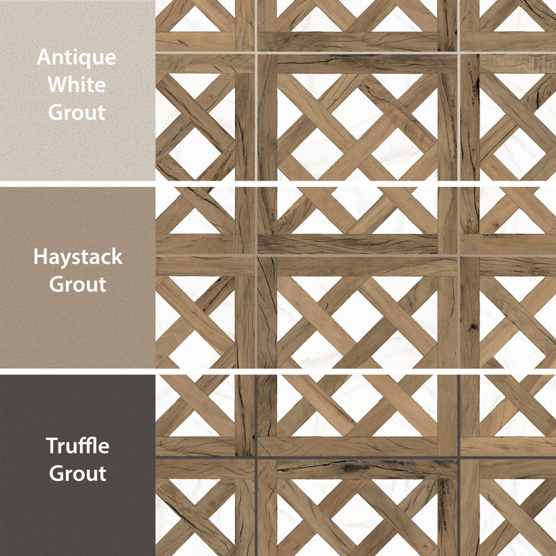 Kings Forest Lattice 17-5/8 In. X 17-5/8 In. Ceramic Floor And Wall Tile, Brown/White