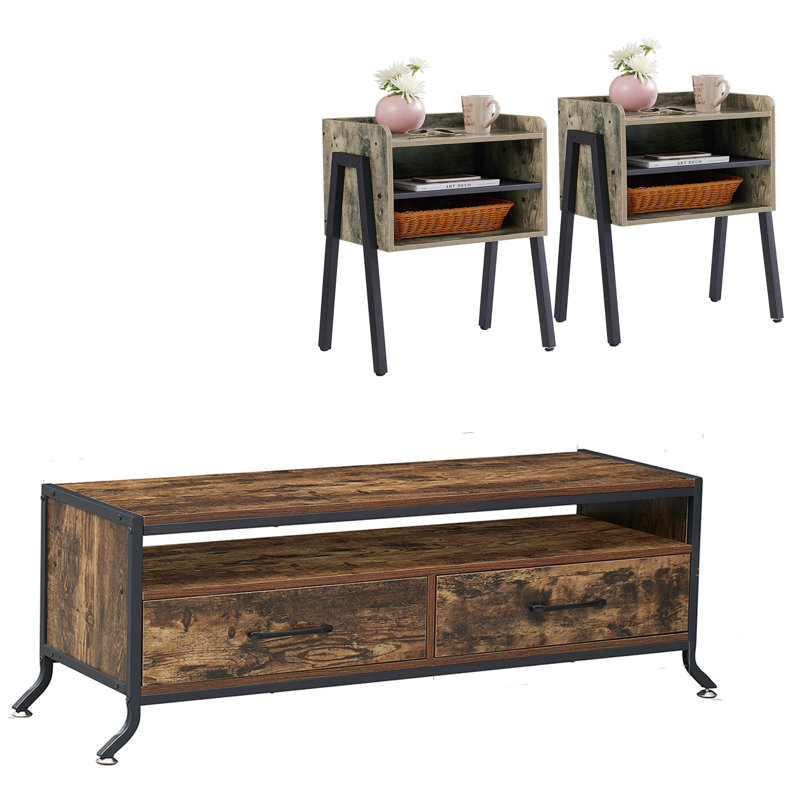 Ensemble de tables basses 3 pièces Kempst, Gris