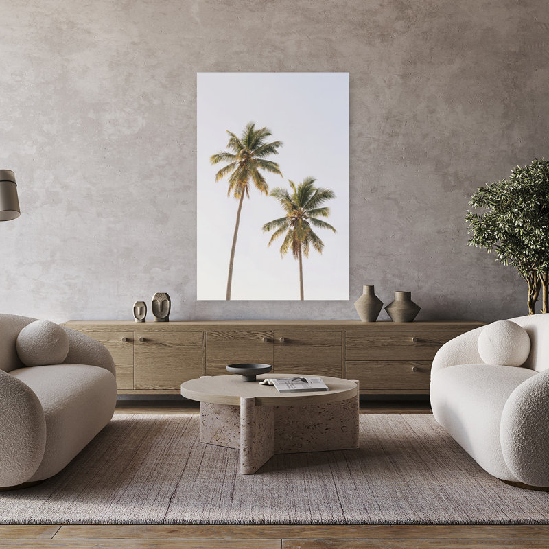 Palmiers abstraits, art mural contemporain, H 48 po x l 32 po