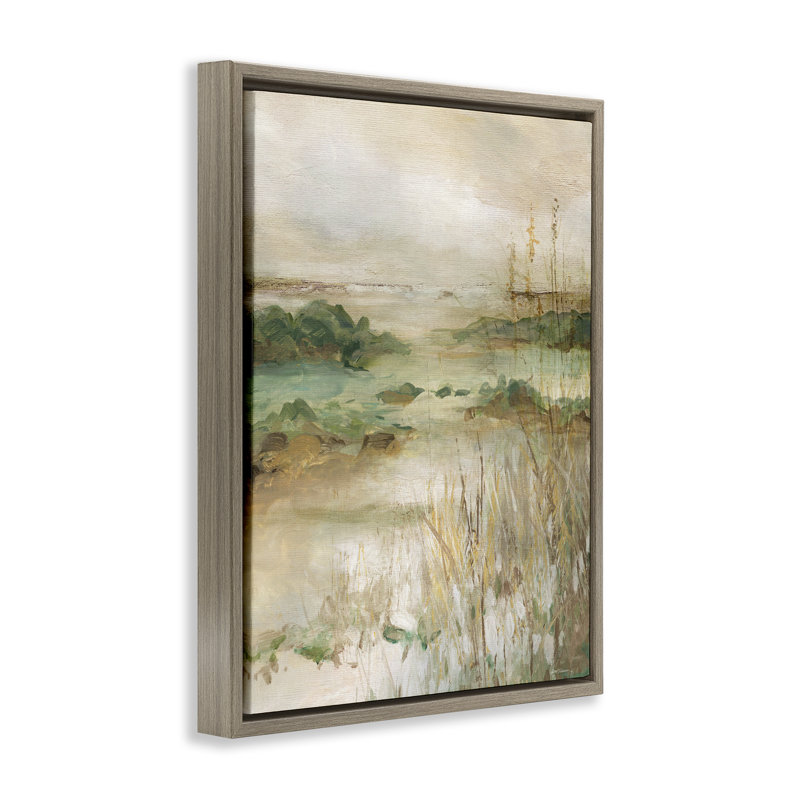 Cadre flottant abstrait Marshland Pond, design par Carol Robinson, Cadre flottant orme Montalcino, H 31 po x l 25 po
