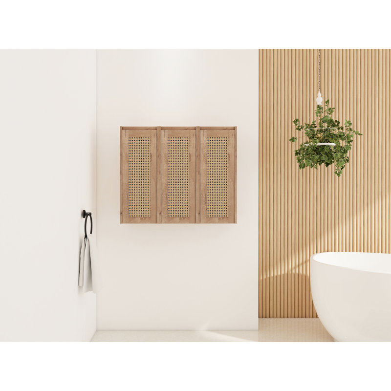 10.07 In. Wide Bathroom Side Cabinet, Feature Spacious Soft Close Doors, Imitative Oak Color