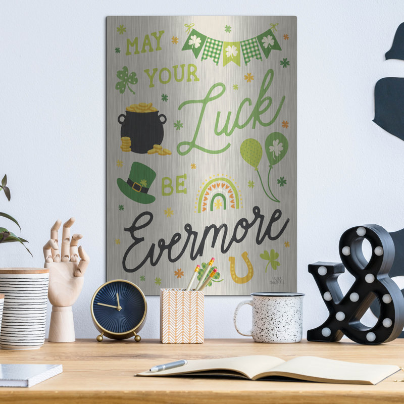 Art mural en métal Winston Porter «Shamrock Wishes 3 Beige» par Laura Marshall, H 16 po x l 12 po