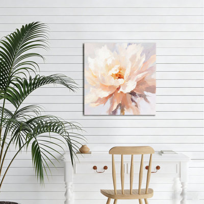 Soft Peach White Flower Closeup , Unframed Wall Art, 16 X 16