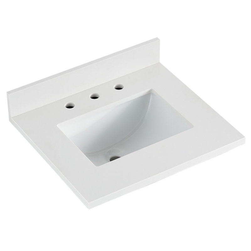 Bungalow 24" Freestanding Standard Single Bathroom Vanity with Top, White/Gold