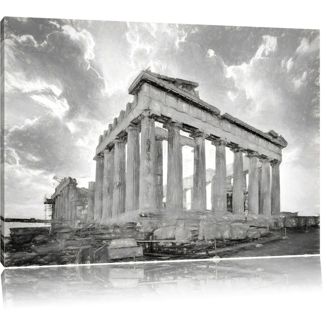 Leinwandbild Akropolis in Athen in Schwarz/Weiß