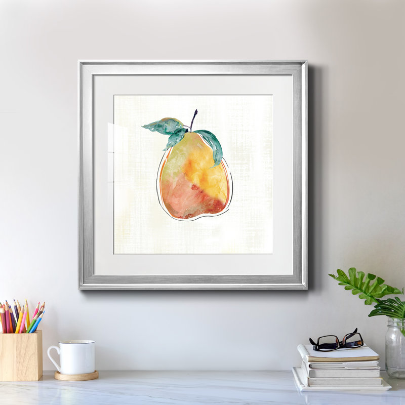 Happy Pear - peinture encadrée, Cadre argenté, H 17,5 po x l 17,5 po x P 1,5 po