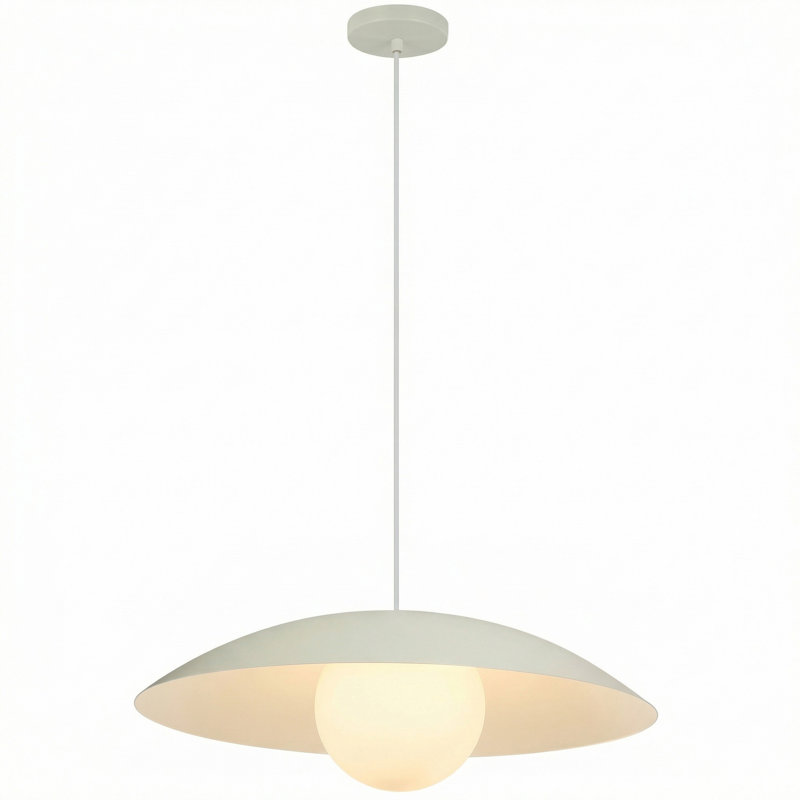 Luminaire suspendu 1 lumière Kempst - 16 po - Beige mat, 77" H x 15.75" W x 15.75" D, Matte Beige, Matte Beige