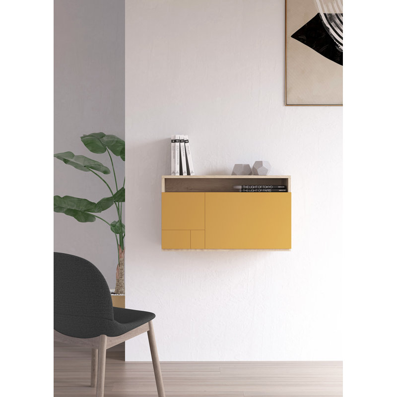 Fryman Floating Desk, Light Oak Mustard