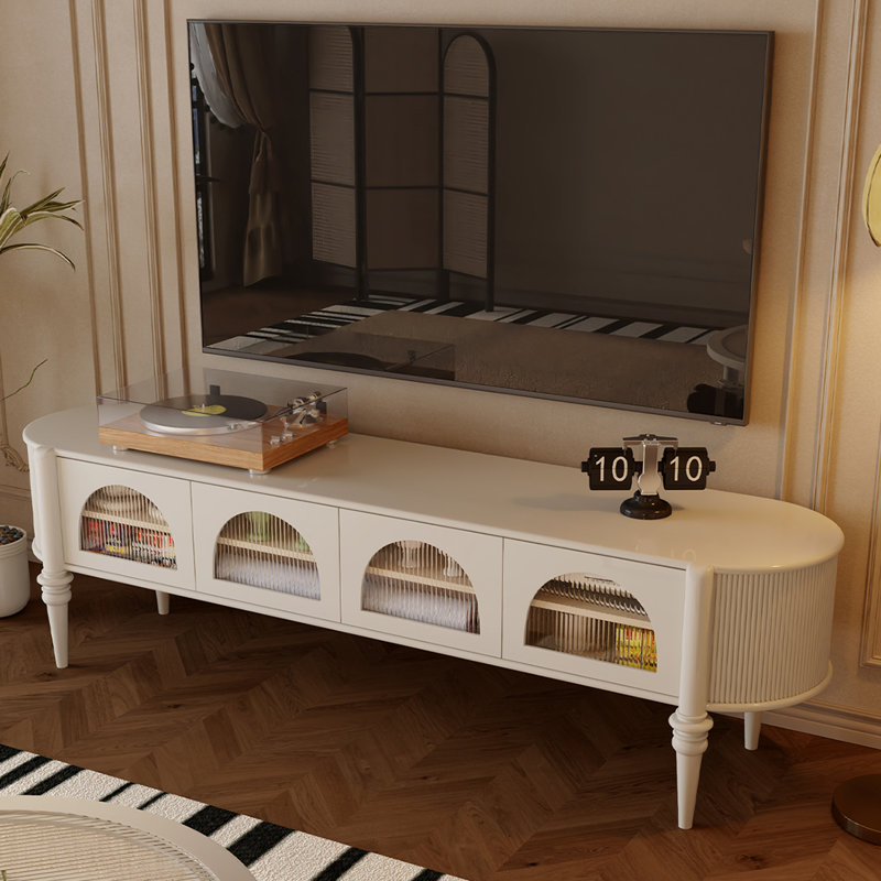Meuble télé en bois de cerisier, H 21,65 po x l 70,86 po x P 17,71 po