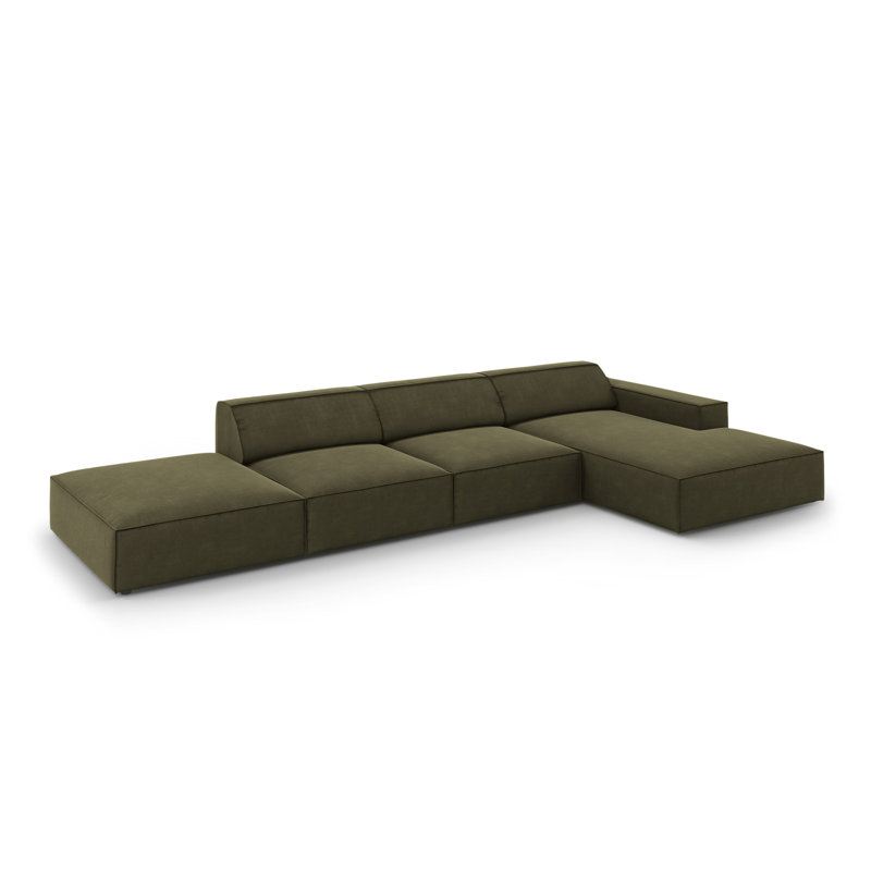 Jodie 5 Seater Corner Sofa, Green, Right Hand Facing