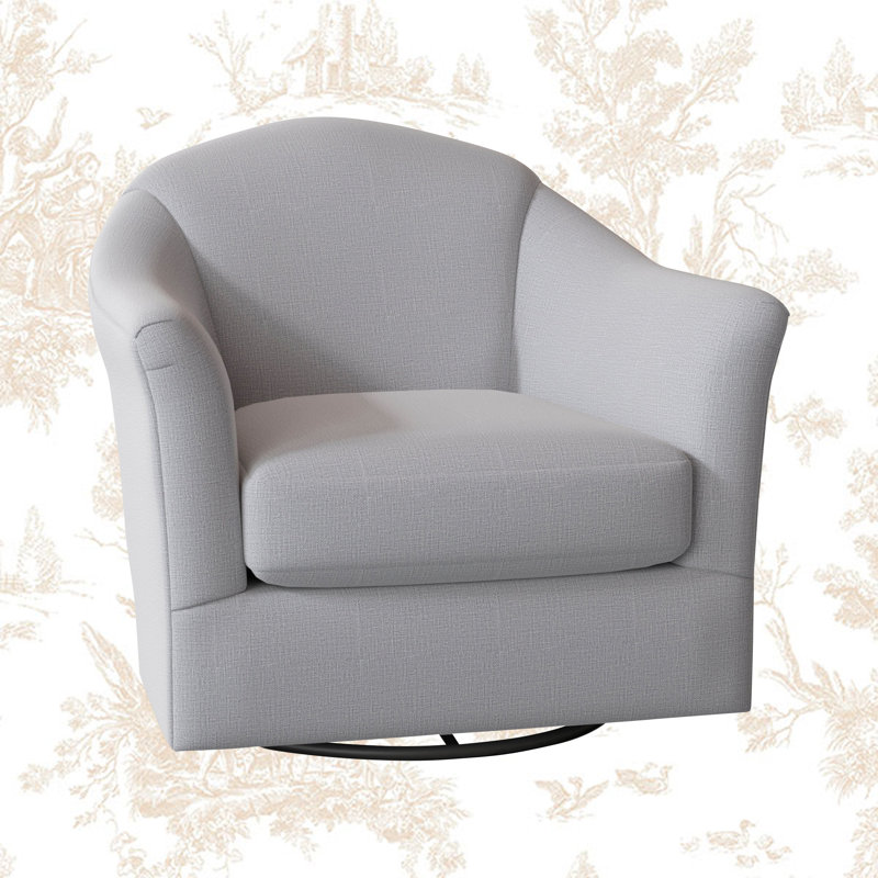 Fauteuil demi-tonneau pivotant de 36,5 po Darby, Tissu performance gris colombe