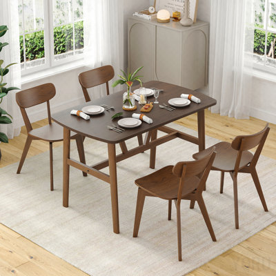 Dining Table for 4-6 Person, Rectangular Wood Kitchen Table, Modern Dinner Table with Sturdy Metal Frame for Dining Room, Kitchen, 47.2 inch, Dark Walnut