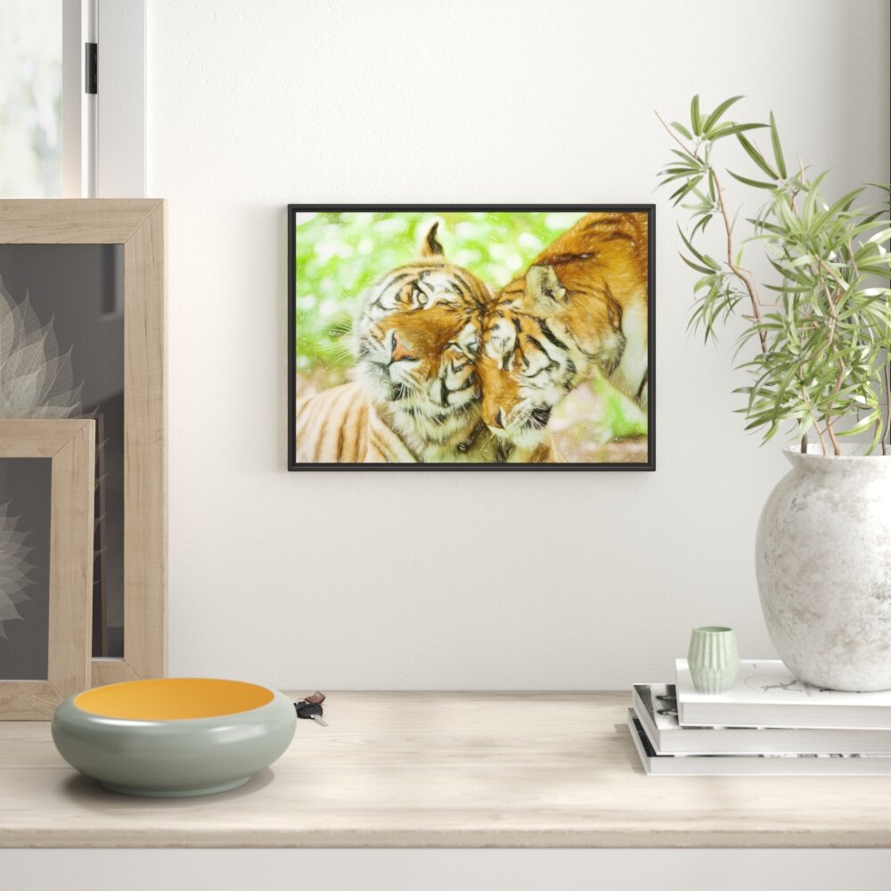 Gerahmtes Wandbild liebkosende Tiger