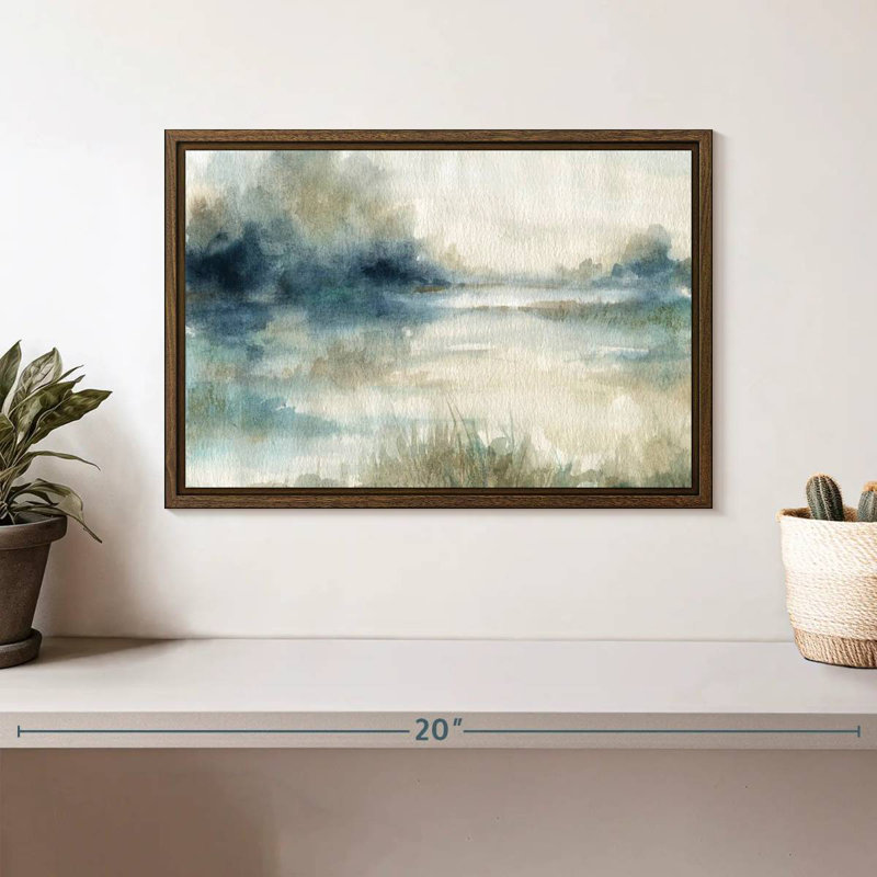 Still Still Waters II, 13 po x 9 po, Cadre flottant noyer
