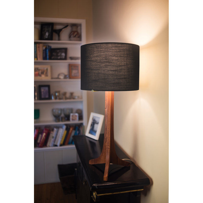 Nauta LED Table Lamp, Dark Stained Walnut, Black Amaretto, Brushed Aluminum