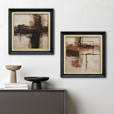 «Rustic Brown», impression murale moderne abstraite encadrée, œuvre d'art de la chambre principale, 2 pièces