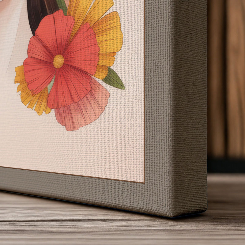 Blooming Visage Eclectic - Wrapped Canvas, 24x16 - 61.0 x 40.6 cm, Taupe Border