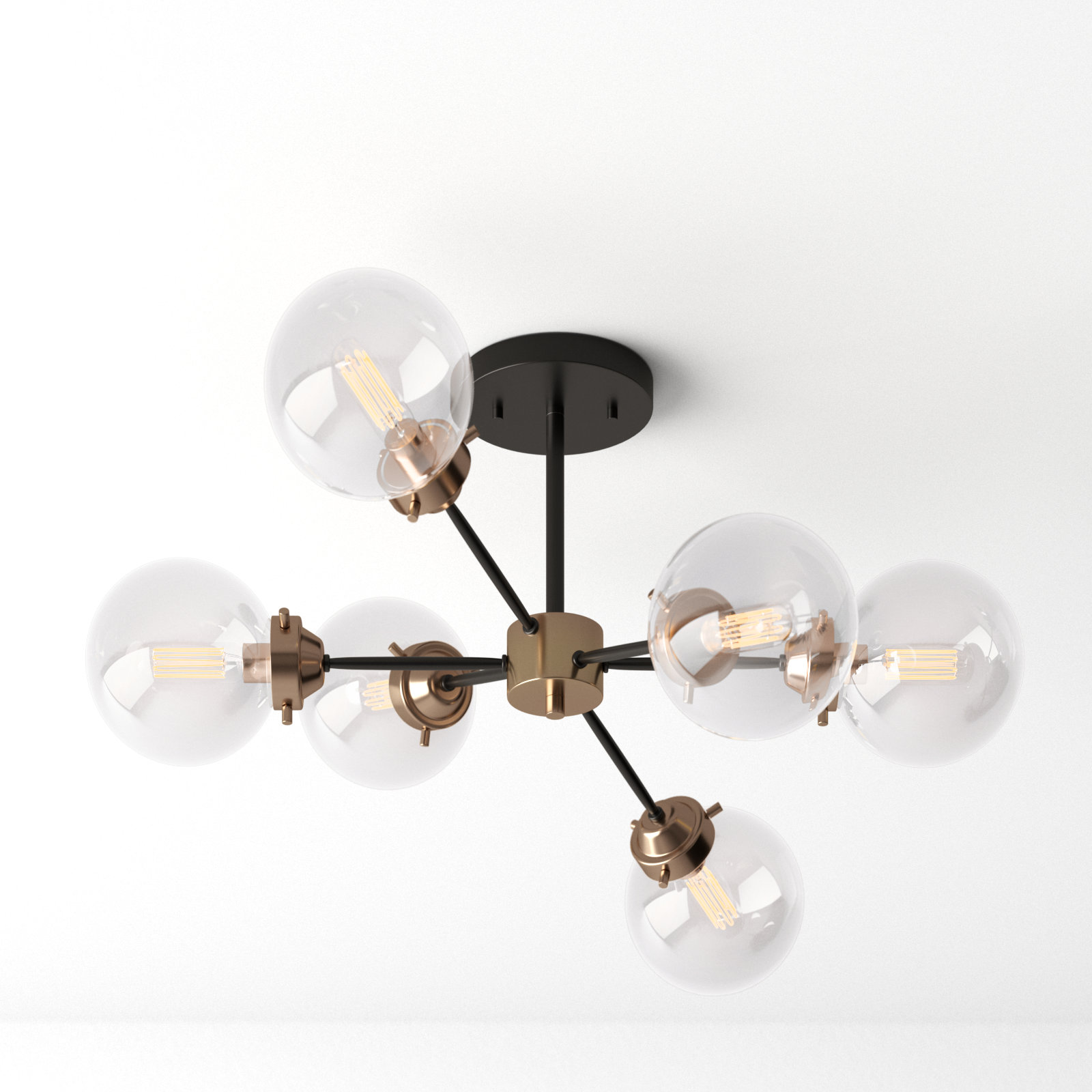 Blevins Glass Semi Flush Mount, 12.25" H x 25" W x 25" D, Muted Brass