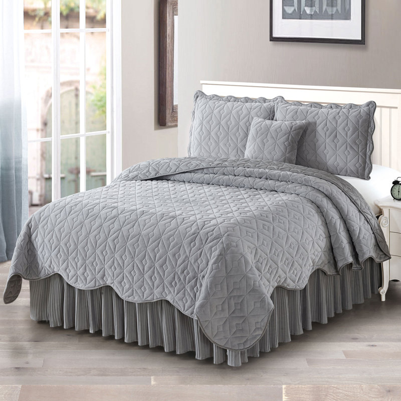 Ensemble de courtepointes carrées 4 pièces, Très grand, Gris
