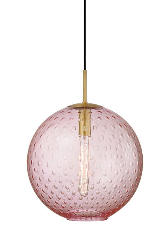 Rousseau 1 Light Pendant, Aged Brass, Blue, 19" H X 16" W X 16" D