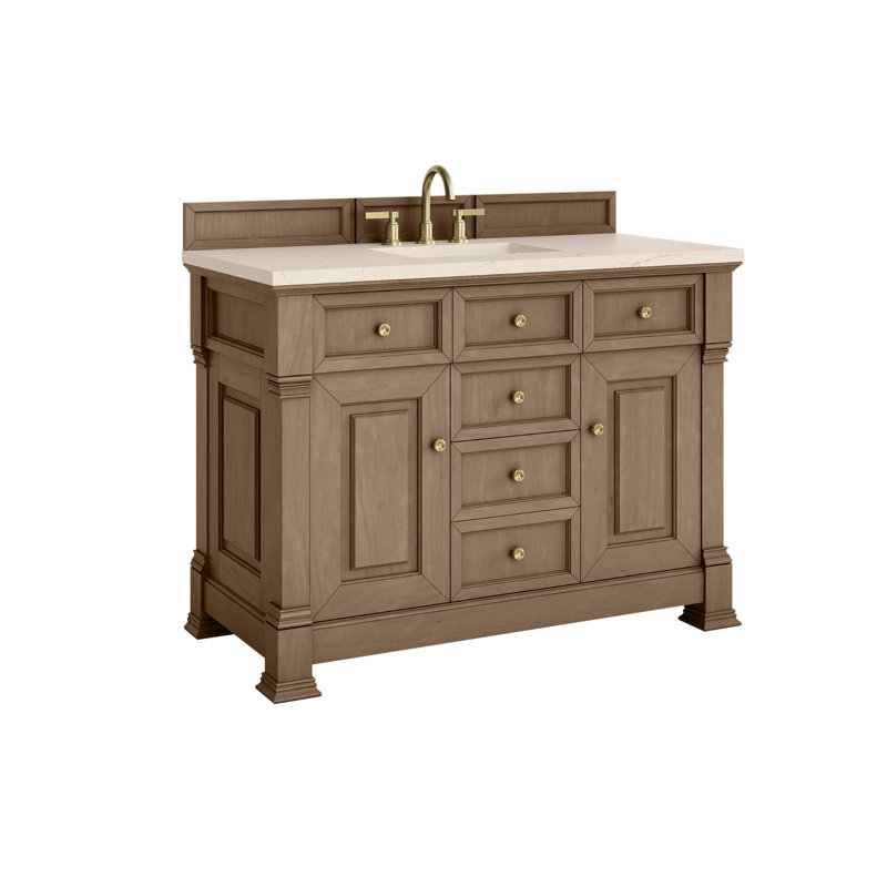 Brookfield 48'' W Single Vanity, White Zeus, Pecan, Widespread