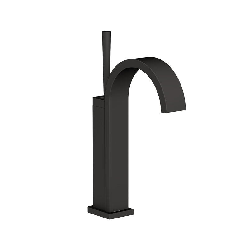 Secant Single Hole Bathroom Faucet with Drain Assembly, Flat Black