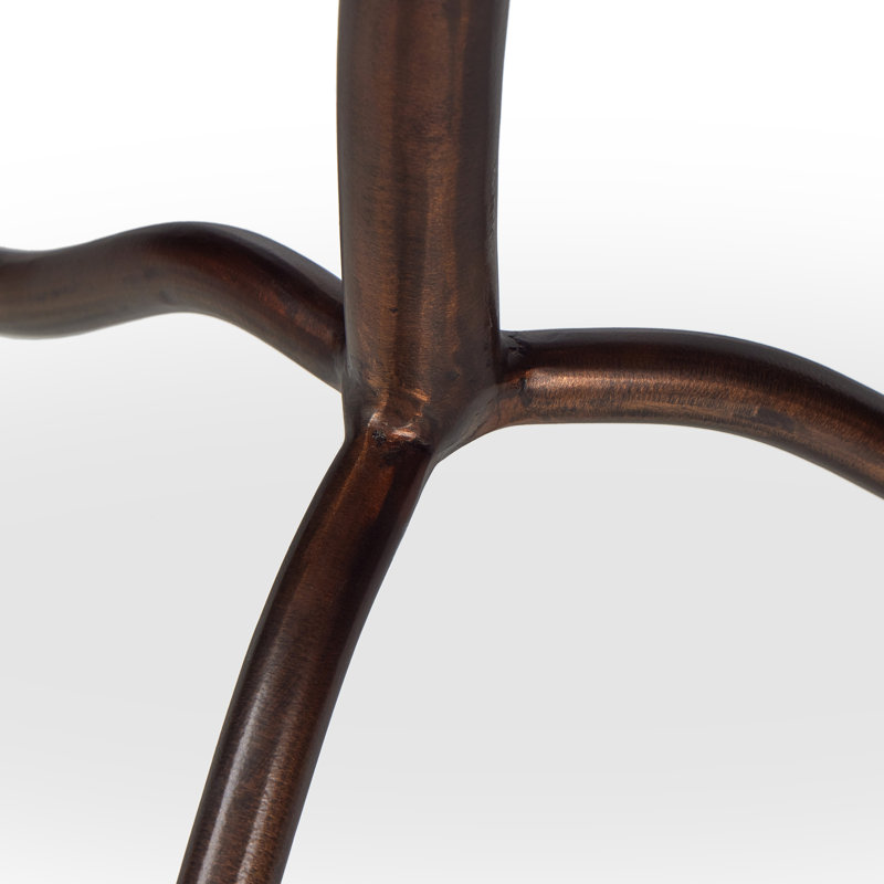 SOPHIE Marble End Table, Veined White Top/Antique Rust Base