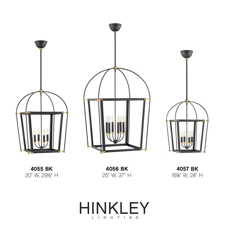 Luminaire suspendu avec chandelle 4 lumières Selby, H 29,5 po x l 20 po x P 20 po