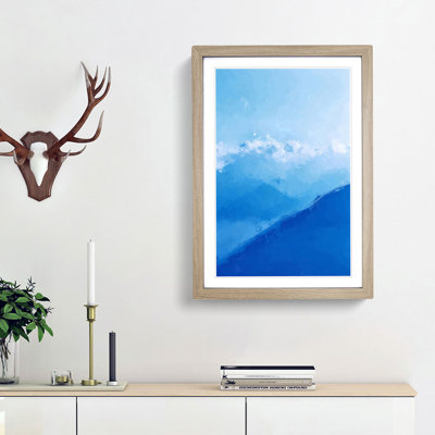 Blue Moon and Mountains in Abstract - Picture Frame Graphic Art Print
