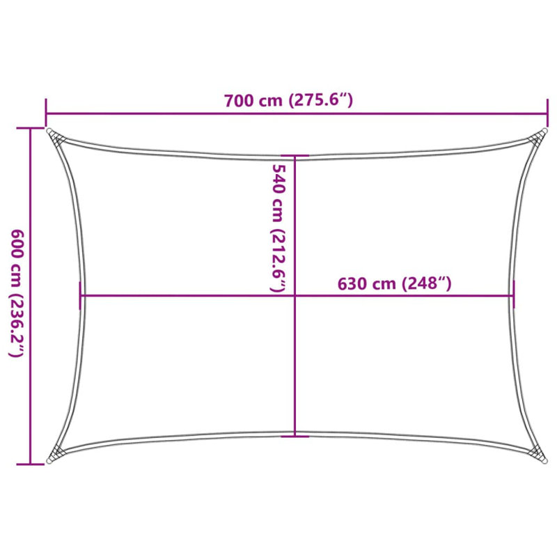 6m x 7m Rectangle Shade Sail, Grey