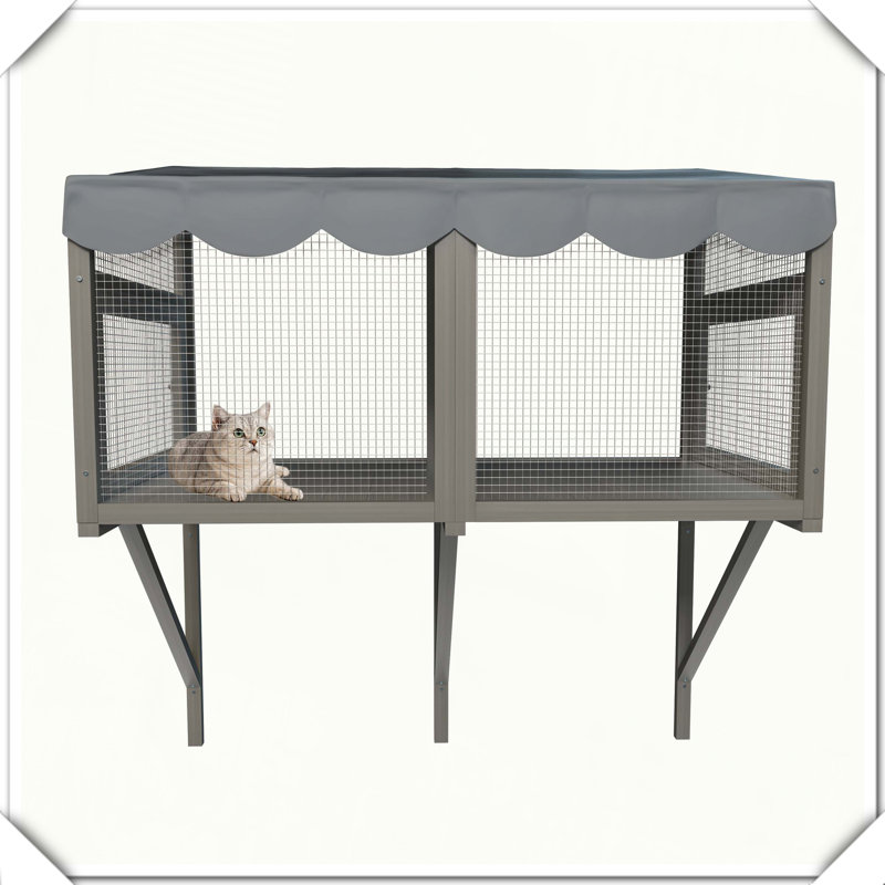 Boîte de fenêtre en bois extensible pour chat Catio
