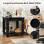 Ensemble de 2 tables de bout Farmhouse, grande table d'appoint avec tablette de rangement à 2 niveaux, tables de bout en bois rustique pour le salon, table à thé carrée, noir-50285956-48327488