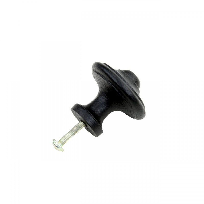 Benjamin Black Round Iron Cabinet Knob with Mounting Hardware