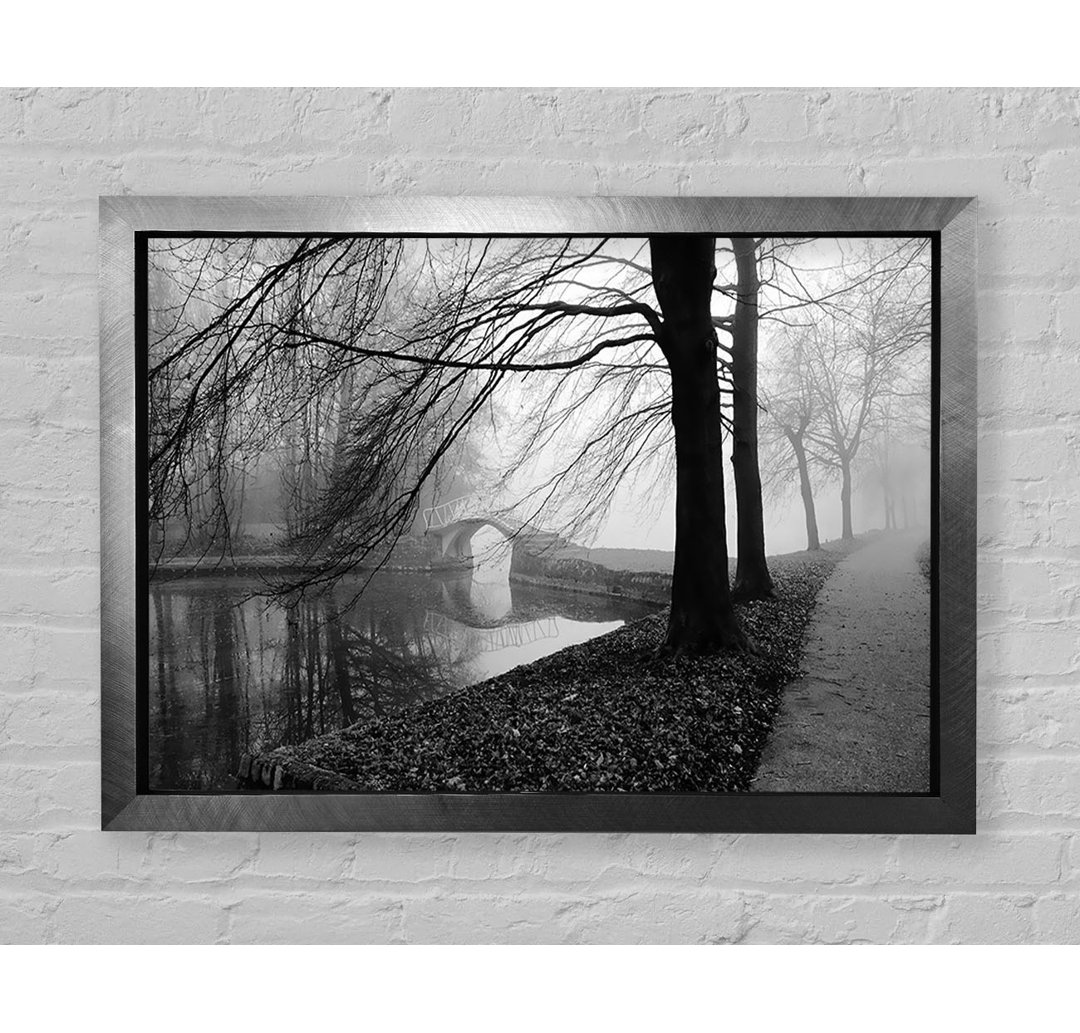 Winter River Walk B N W - Druck