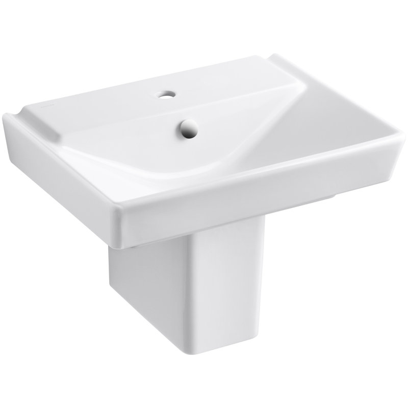 Rêve Fireclay 24" Wall Mount Bathroom Sink with Overflow, Blanc, Single
