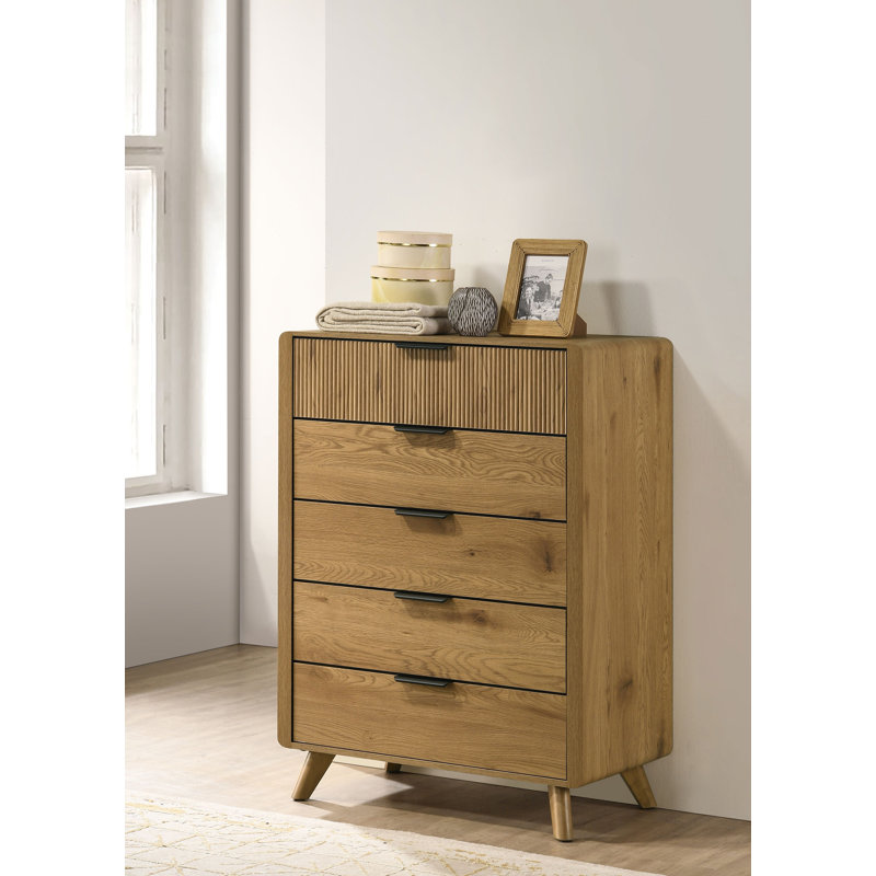 Commode Mid-Century moderne de 33,9 po de largeur, brun