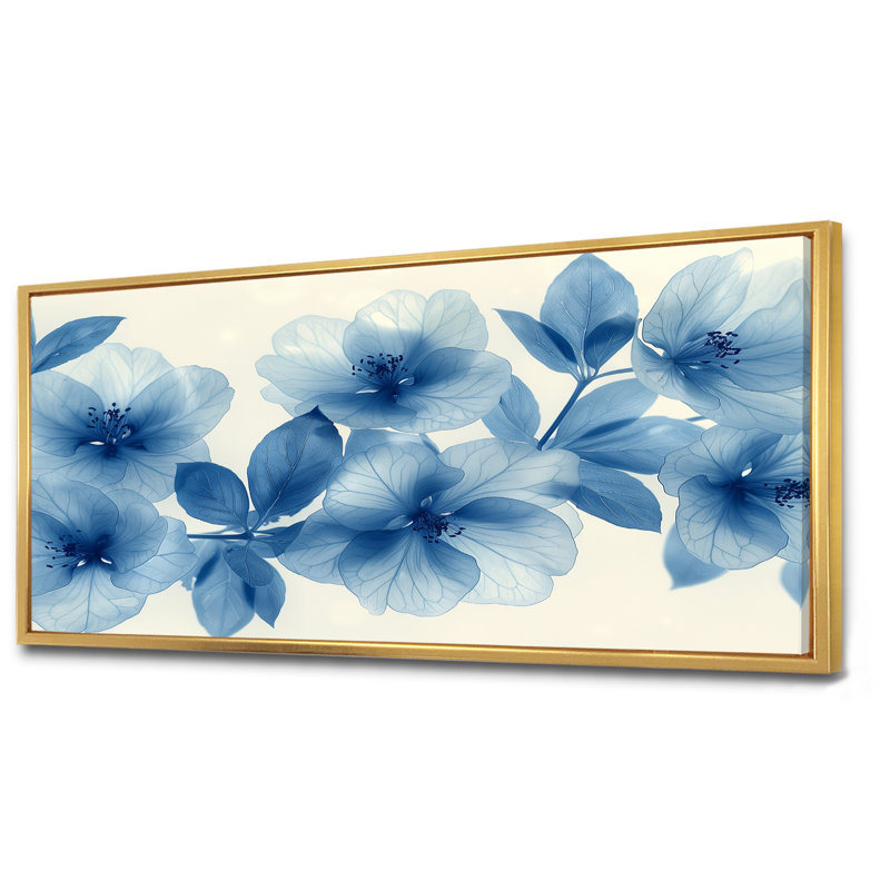 Gravois - Fleur de cerisier, reproduction d'art murale, Cadre flottant doré, H 28 po x l 60 po x P 1,5 po