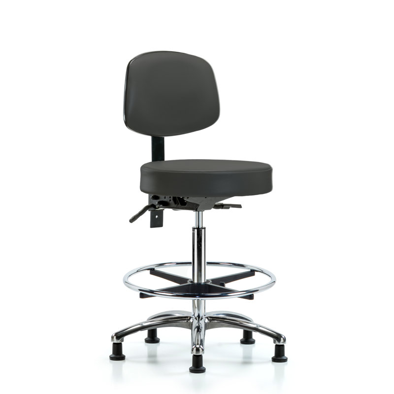 Tabouret de laboratoire à hauteur ajustable Micah, Roulettes, Anthracite