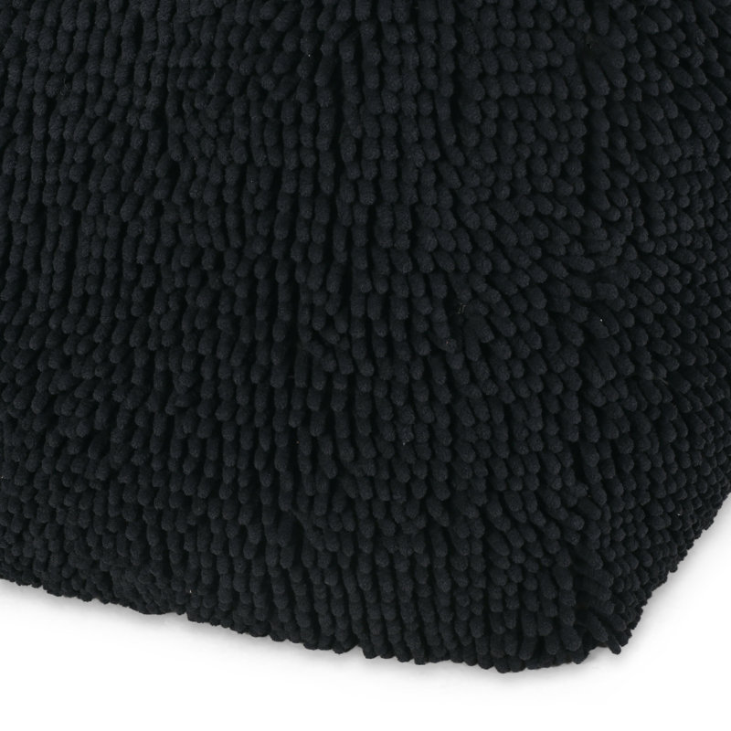 Pouf carré en microfibre, gris anthracite foncé, Gris anthracite