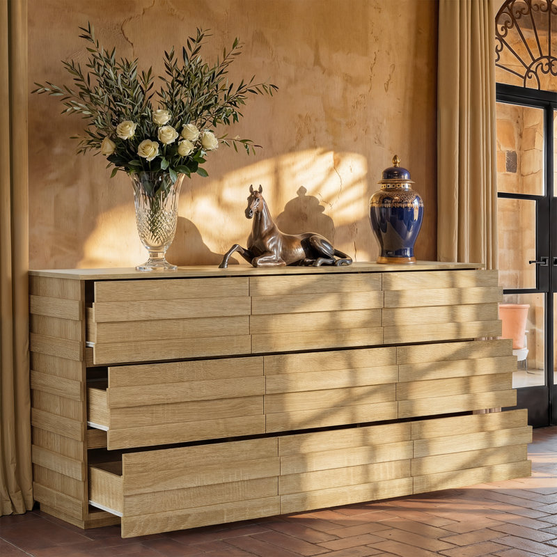 63'' W 9 Drawers Dresser With Hidden Handles