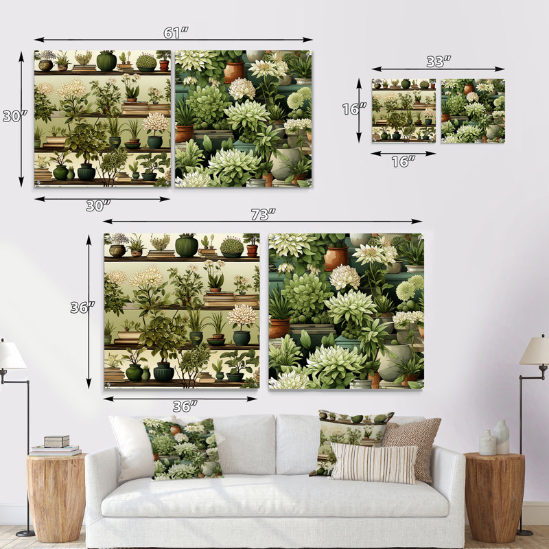 Karsyn - Ensemble de 2 plantes murales en acrylique, H 16 po x l 33 po