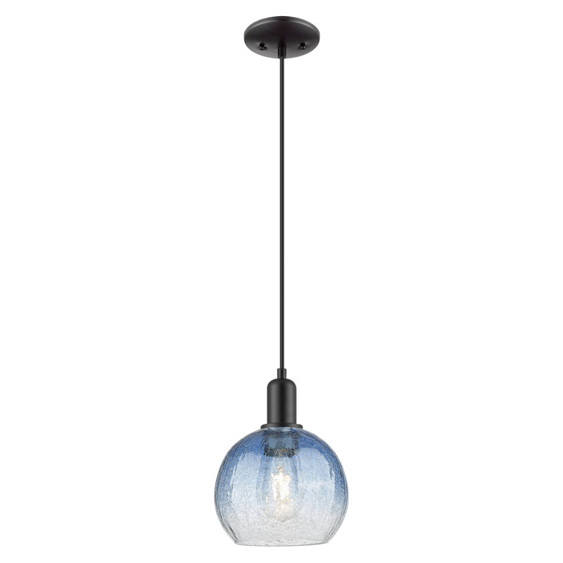 Downtown Urban - Brookhaven Globe - Mini luminaire suspendu à cordon 8 po - Finition noir mat - Abat-jour ardoise, Noir mat