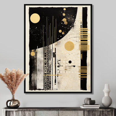 Or, noir, blanc, dimanche, Jazz I - Collages abstraits, art mural, salon