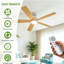 Ventilateur de plafond encastré de 52 pouces avec lumière DEL à intensité variable - 3 couleurs réglables - Moteur CC réversible silencieux - Télécommande à 6 vitesses - Profil bas moderne écoénergétique pour chambre à coucher, salon