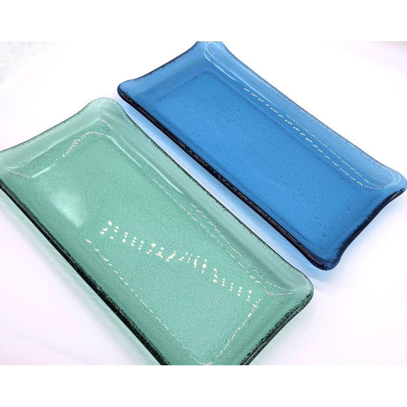Rectangular Glass Plate (Transparent Green), Transparent Blue