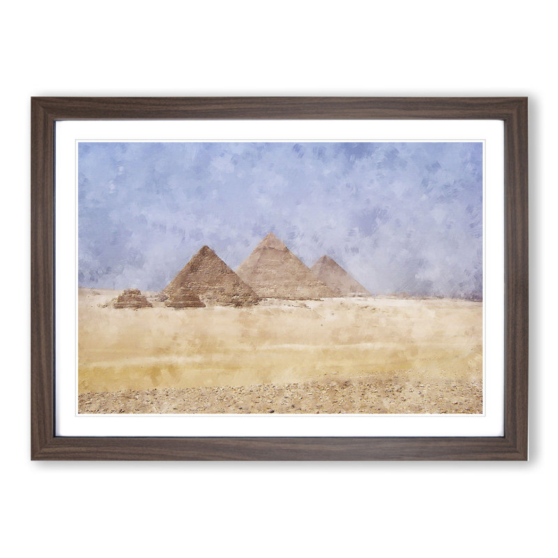 Great Pyramids of Egypt - Picture Frame Graphic Art, Walnut Framed, 27cm H x 36cm W x 2cm D